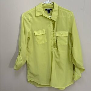 Old Navy Women’s Small Blouse Yellow Sheer Button Down